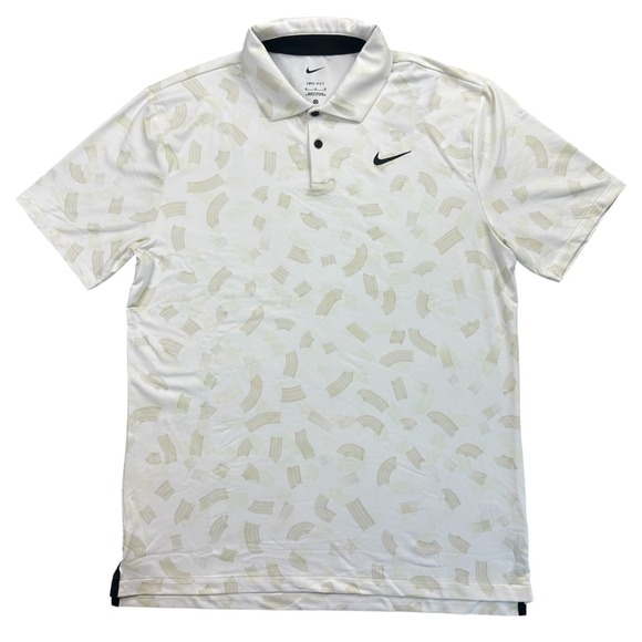 Nike Dri-Fit Tour Golf Polo Shirt Mens Medium White Tan Rake Line FD5735-100 NEW - Picture 1 of 6